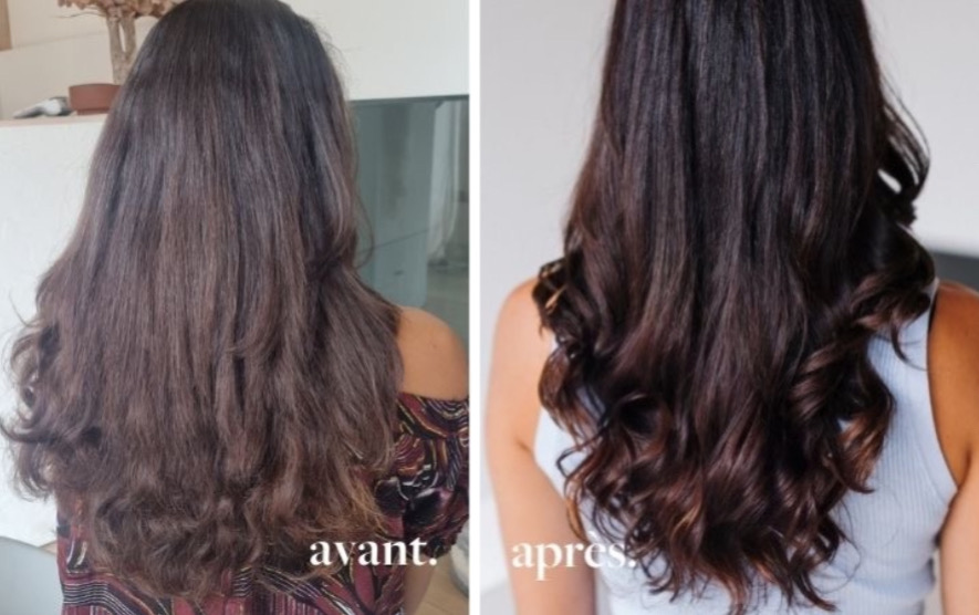 Avant après coloration végétale - Marron